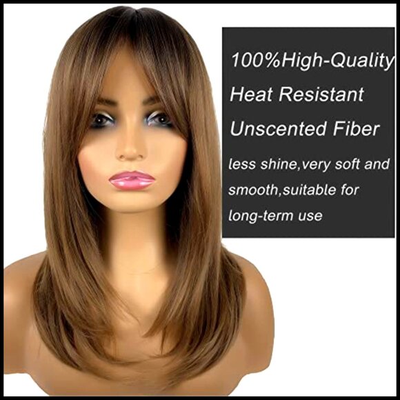 Layered Shoulder Length Synthetic Wig with Bangs for Daily Party Wear main image 5